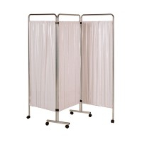 Three-section clinical screen: made of chrome-plated steel with wheels (178 x 75 cm) Three-section clinical screen: made of chrome-plated steel with wheels (178 x 75 cm)